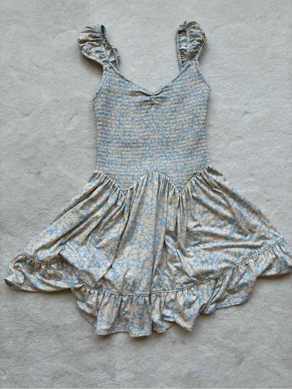 Urban Outfitters Light Blue and Cream Floral Sundress